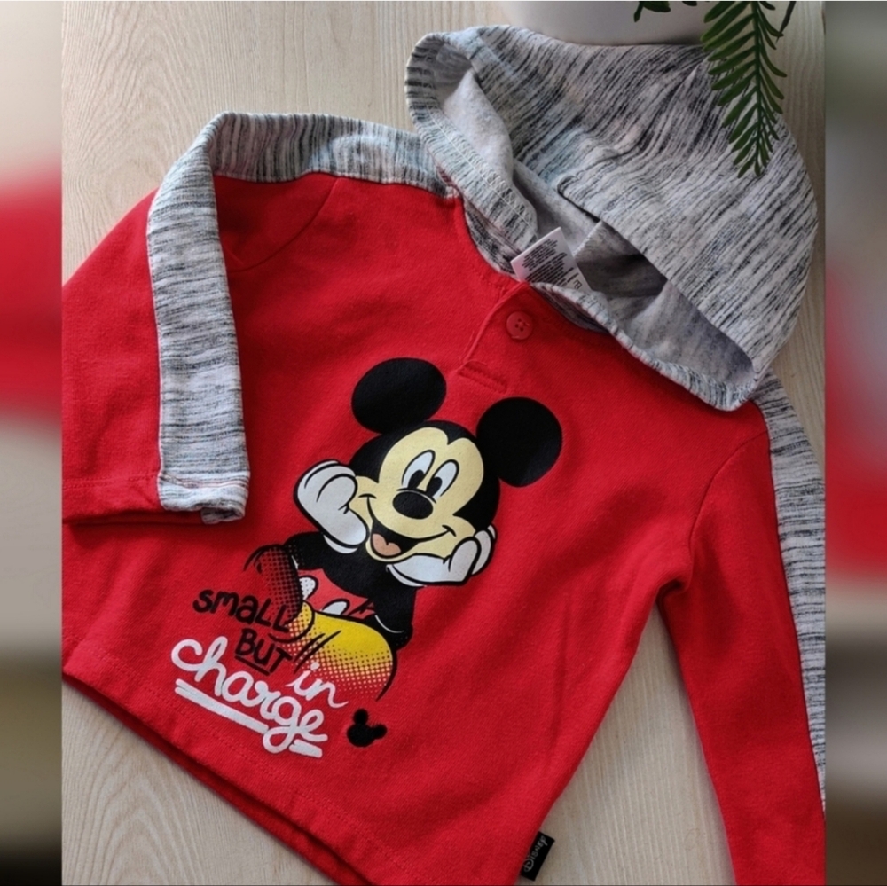 Disney Baby Mickey Mouse  Red & Gray Pullover hoodie Size 12 M